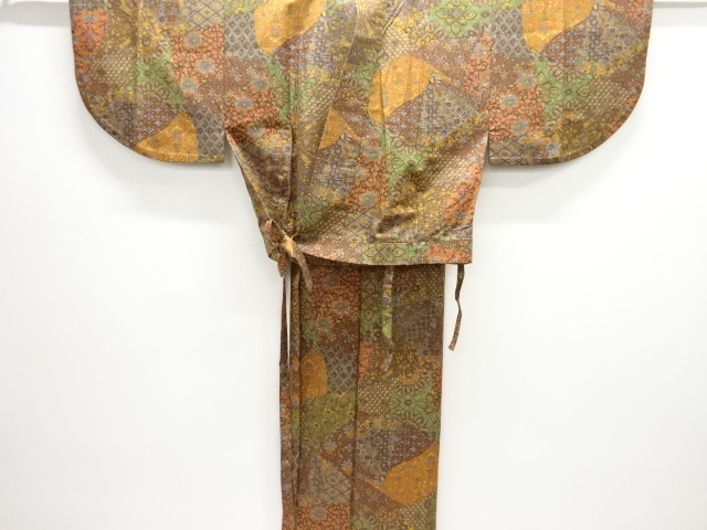 JAPANESE KIMONO / TWO-PIECE KIMONO / TSUMUGI / FLORAL SARASA